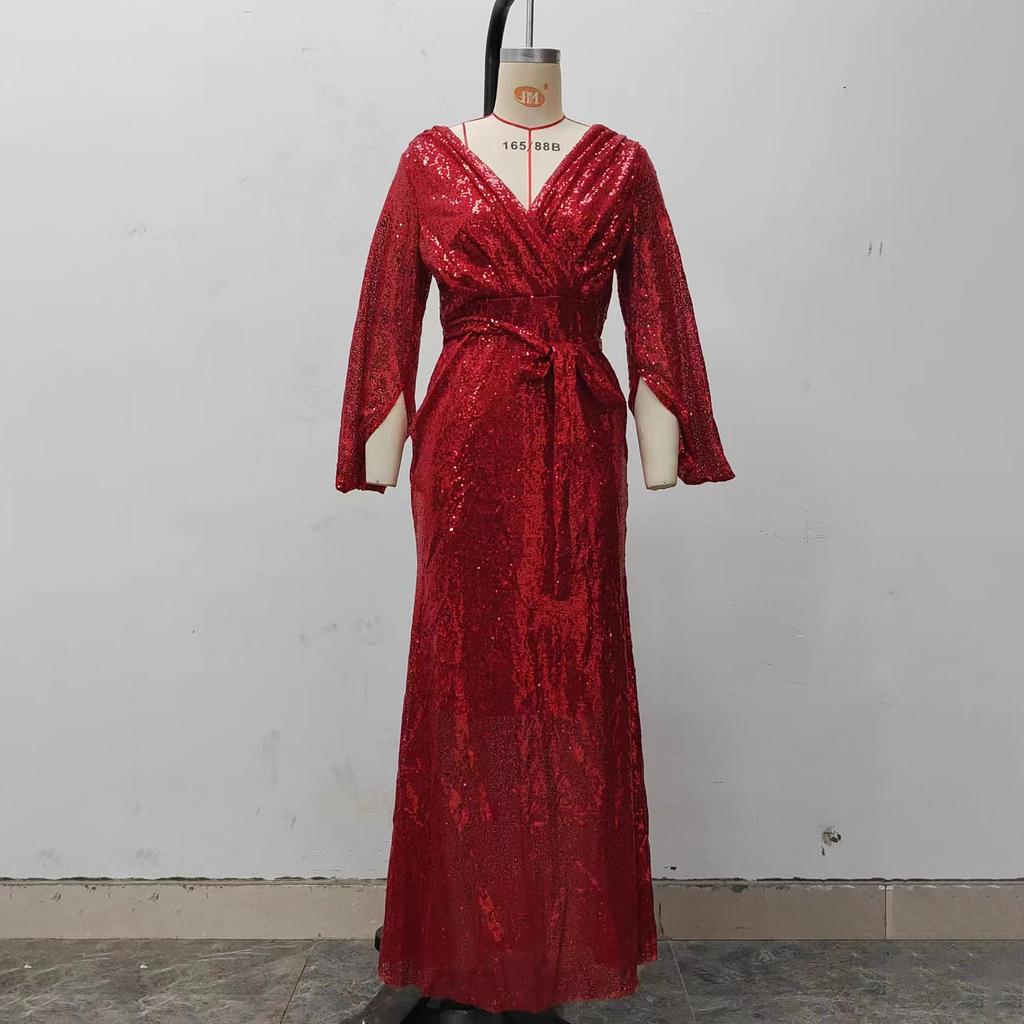 Модные длинные вечерние платья без рукавов с блестками и тонким темпераментом средней длины