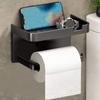 1pc Modern Self-Adhesive Plastic Toilet Paper Holder with Shelf, Wall Mounted No-Drill Tissue Roll Dispenser with Storage for Bathroom Accessories