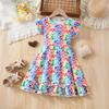 Платье для девочек 3-8 лет на день рождения в корейском стиле, модное платье без рукавов с оборками и красочным принтом в виде сердца