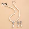 1 Set Jewelry Set Faux Pearl Earrings Necklace Adjustable Length Rhinestone Decor Polished Prom Party Wedding Party Bride Jewelry