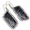 Larvikite Jasper Gemstone Handmade Silver Jewelry Earrings 1.5''