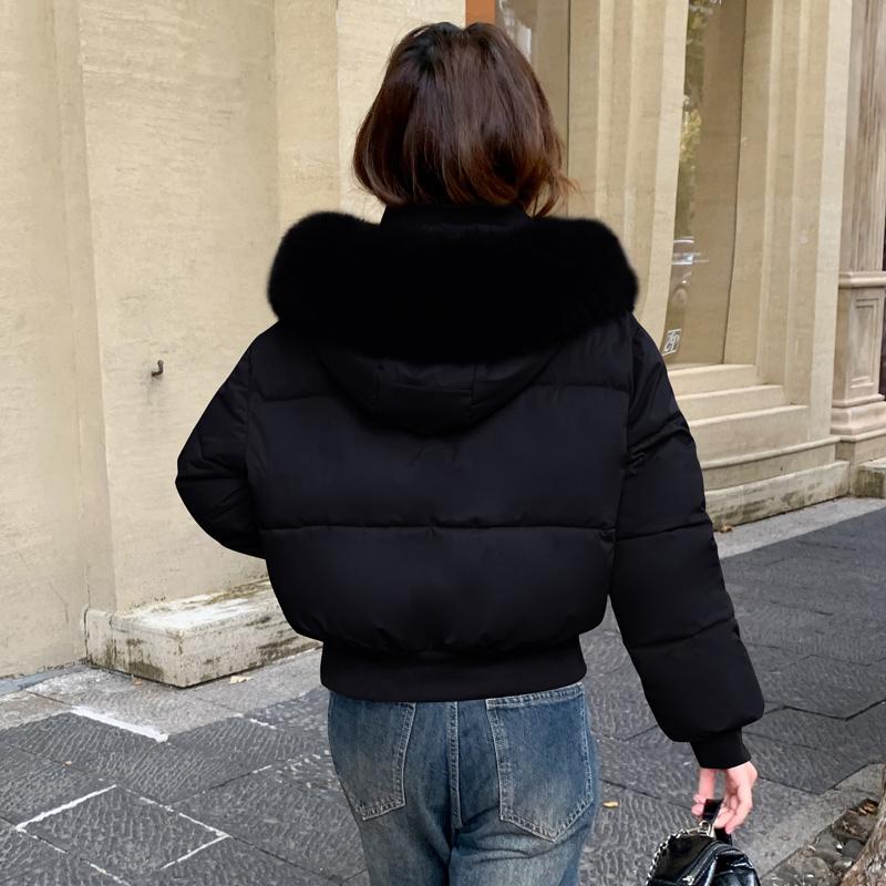 Autumn Winter Thicken Warm Parka Women Casual Solid Color Big Pocket Loose Short Hooded Coat Jackets Outwear