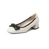 Fashion Ballet Flat Cowhide Bow Women's Shoes Genuine Leather High Heels Girl Mary Jane Shoes