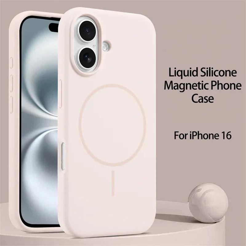 Оригинальный Магнитный Чехол из Жидкого Силикона Для iPhone 15 16 Plus 14 11 12 13 16 Pro Max Magsafe Беспроводная Зарядка Защита Мягкая Крышка
