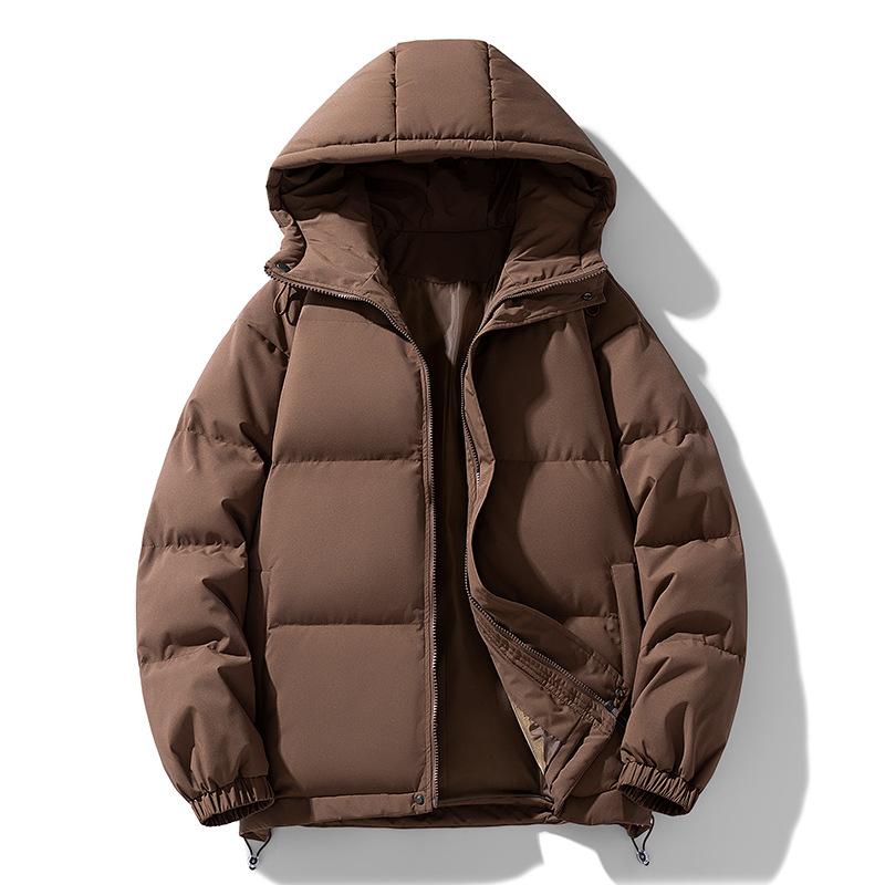 Cotton Clothing Men and Women with The Same Paragraph Winter Loose Hooded Cotton Jacket Thickened Couple Solid Color Cotton Coat