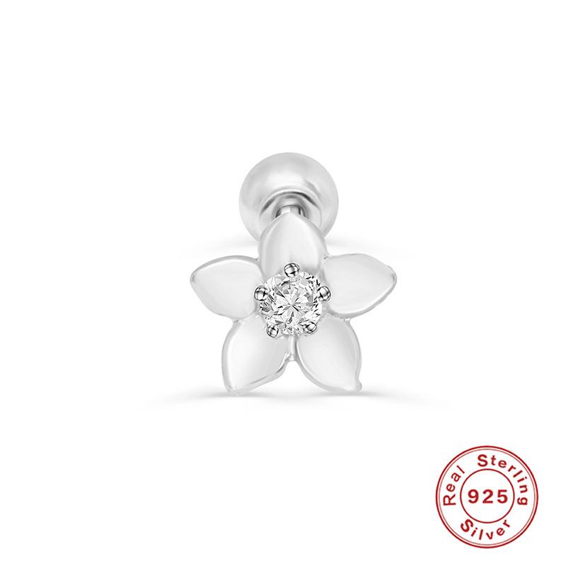 Серьги-гвоздики для пирсинга из стерлингового серебра S925, серьги-гвоздики для пирсинга, серьги-гвоздики для пирсинга, серьги-гвоздики для пирсинга из циркония, серьги-гвоздики в виде цветка, снежинки, змеи, платина