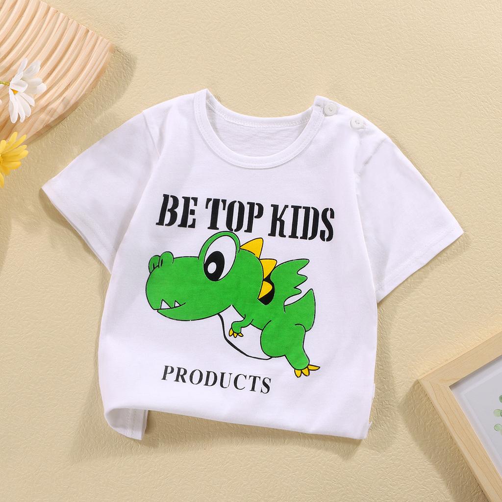 Children's Round Neck Pure Cotton Fun Short Sleeved Boys and Girls