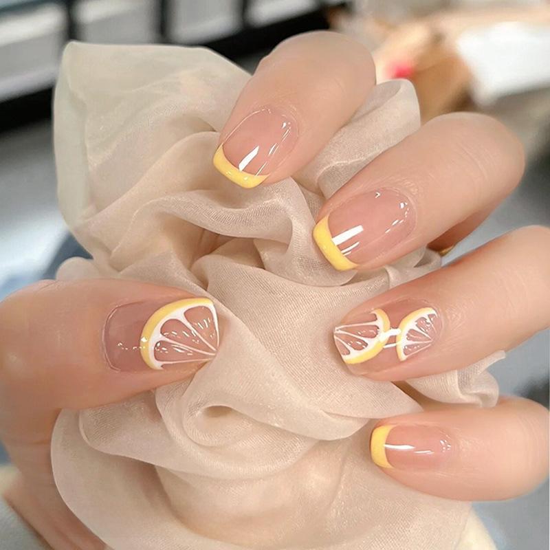 Летние фруктовые наклейки для дизайна ногтей: Самоклеящиеся наклейки с изображением лимона, клубники и персика