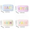Letter Design Corduroy Toiletry Organizer With Breathable Fabric For Daily Use