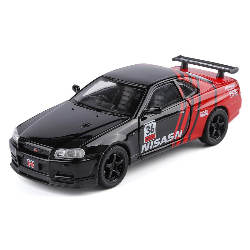 1/32 Scale Nissan GTR Skyline Alloy Car Model Wtih LED Lights and Sound Effects, Perfect Toy for Kids, Collectible Racing Car Display