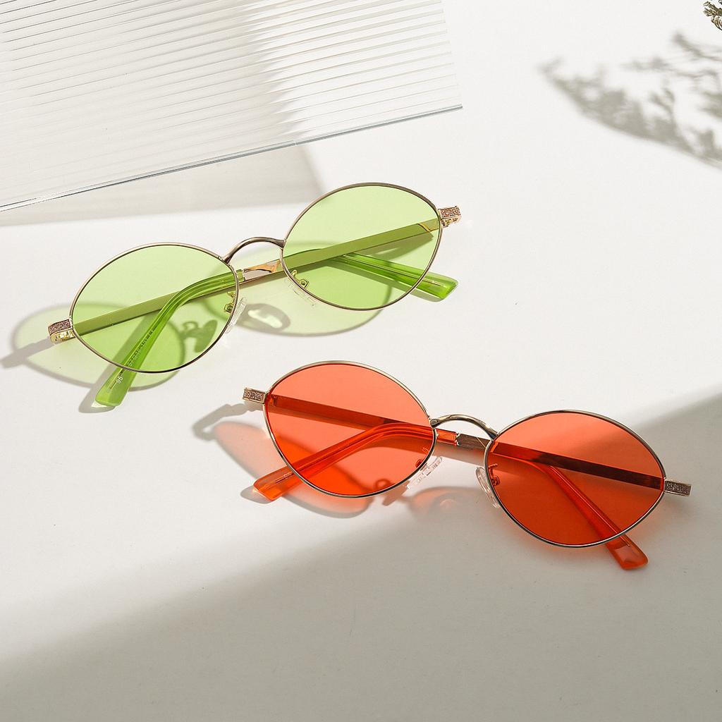 Очки 95112 Овальные Цветные линзы Маленькая оправа Рэп Солнцезащитные очки Женские солнцезащитные очки Мужские