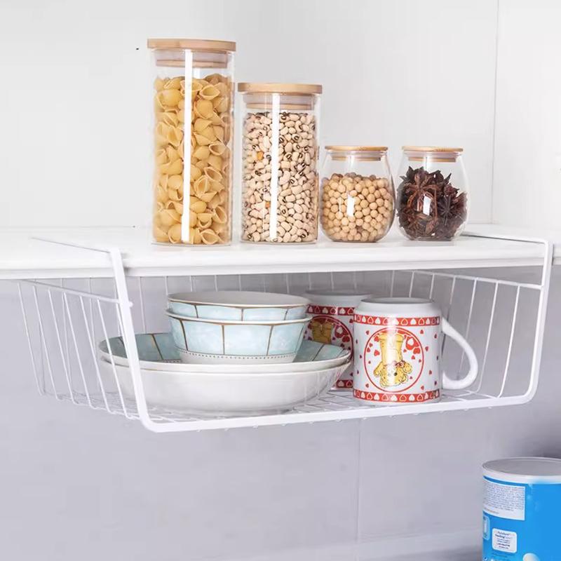 1 шт., белая/черная подвесная сетка, металлическая корзина большой емкости, висящая под шкафом