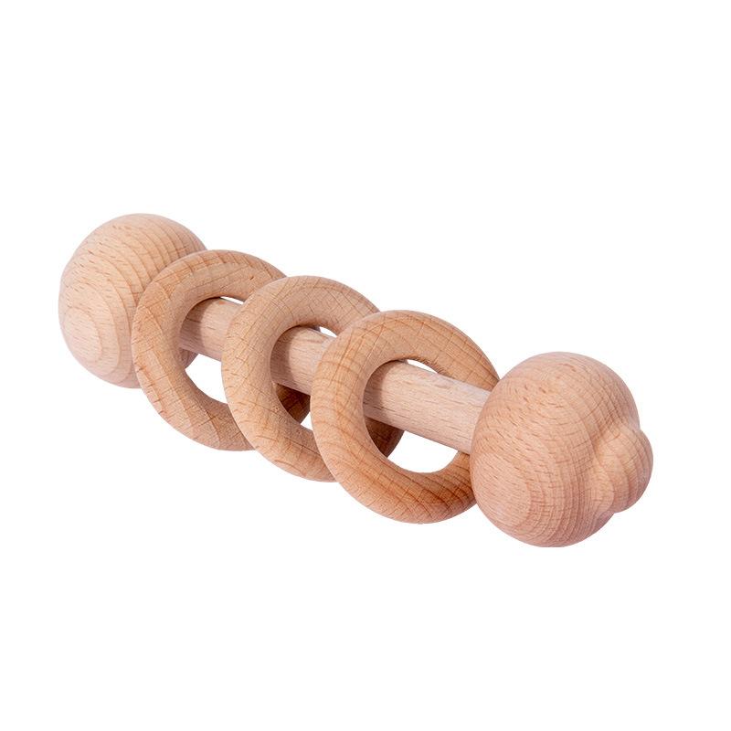 Baby Rattle 0-3 Years Old Baby Montessori Solid Wood Can Bite Suit Comfort Grip Children's Wooden Toys