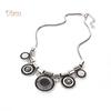 Diamonding Jewelry Ethnic Women Crystal Stone Inlaid Round Enamel Pendant Statement Bib Necklace
