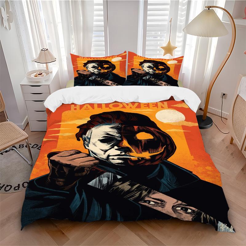 Halloween Horror Icon Print 3Pcs Bedding Setduvet Cover With 2 Bedropillowcase Home Birthday Gift