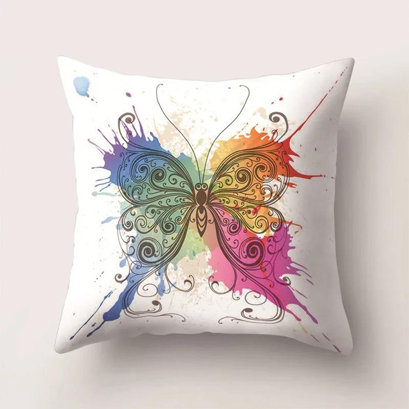 Colorful Butterfly Pillowcase Car Ornaments Office Living Room Sofa Home Pillowcase