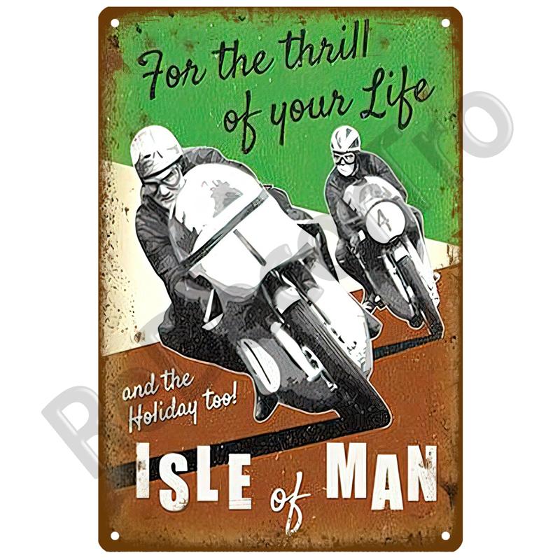 TT Races Vintage Wall Poster Vintage Retro Wall House Restaurant Decoration Plaque Metal Wall Decor Art Metal Sign Tin Sign ISLE