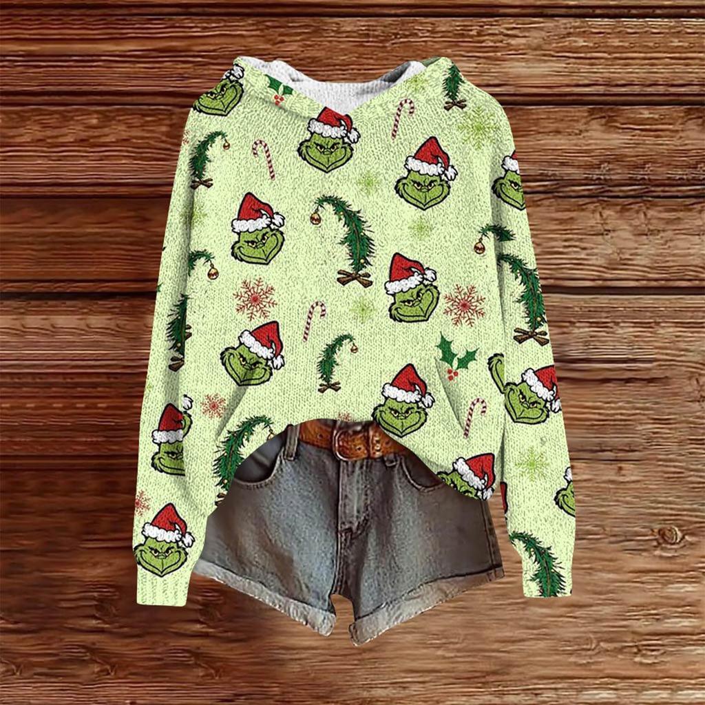 Sweatshirts For Women Knit Sweater Cute Shirt Fall Pullover Hooded Sweatshirt