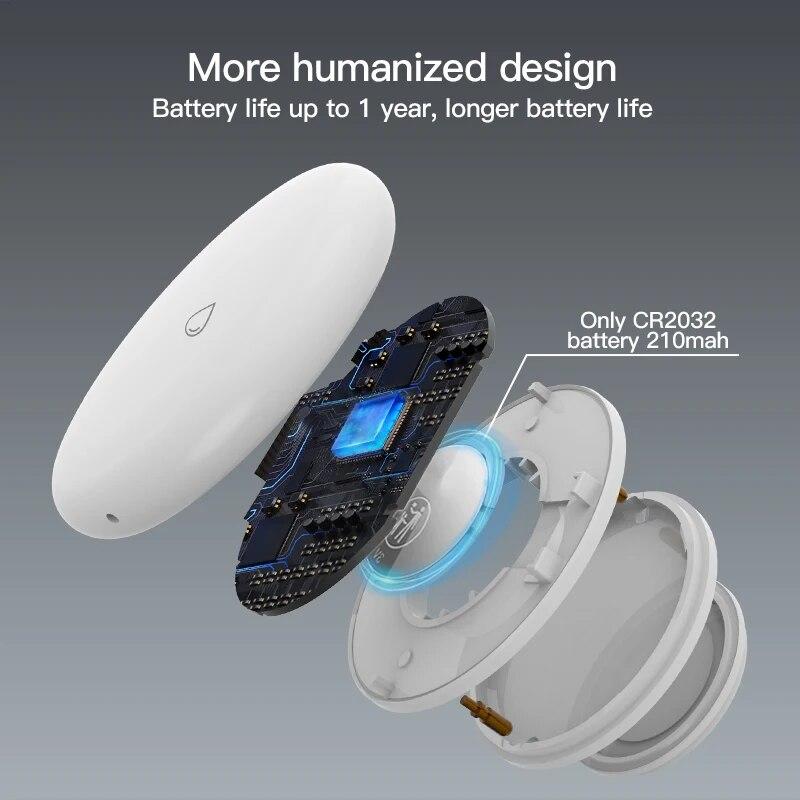 IP67 Tuya ZigBee Умный датчик утечки воды Детектор утечки воды Сигнализация утечки воды Умный домашний монитор безопасности Работает со шлюзом ZigBee