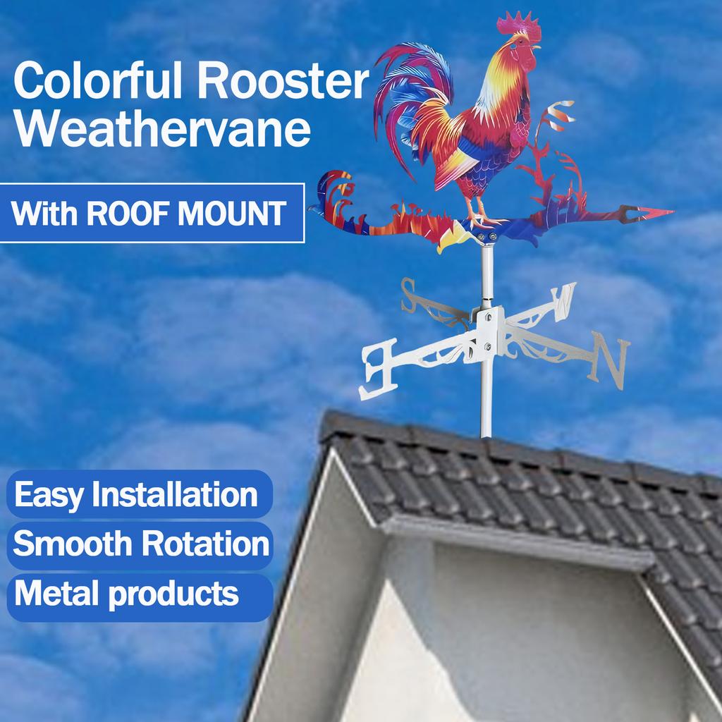 Новый металлический флюгер Петух Индикатор направления ветра Фермерский дом Сад Флюгер Спиннер Измерительные инструменты Наружные украшения