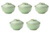 Set of 5 Small Green Glaze Lidded Dishes X Arita Ware Setomonohonpo Gold-rimmed [11.5 8.5 Cm] Flat-lidded