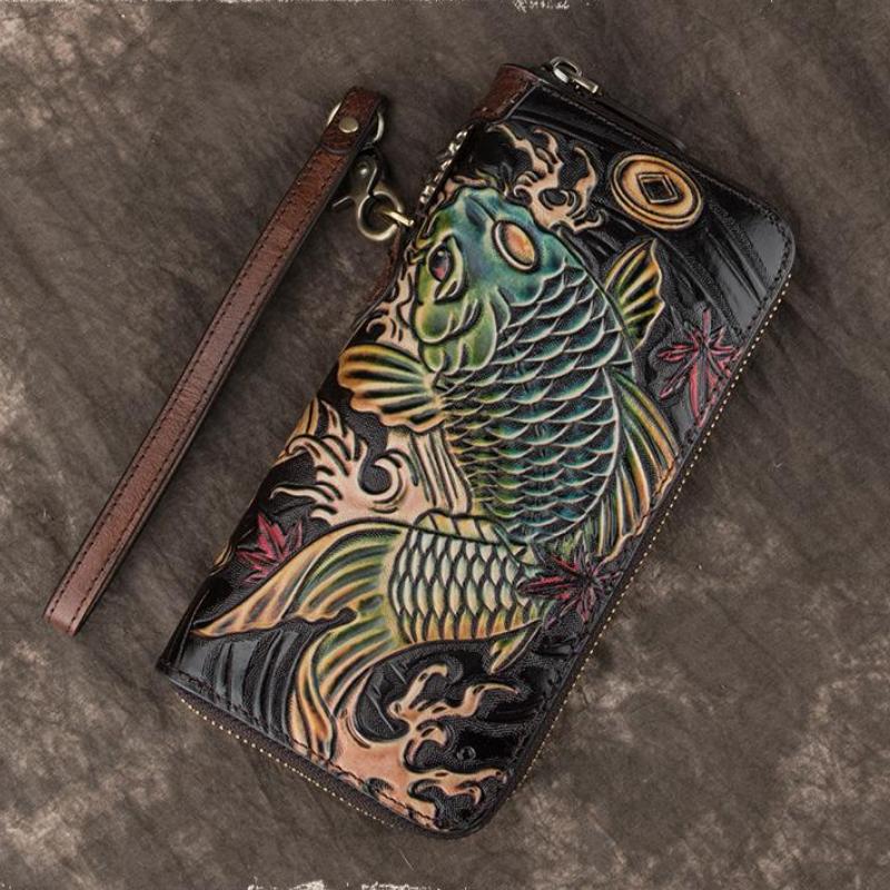 Johnature Luxury Hand Wallet Retro Handmade Embossing Genuine Leather Men Women Wallets And Purses Wallet Card Holder