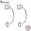 BAMOER 925 Sterling Silver Simple Line Stud Earrings for Women Fine Jewelry Cubic Zirconium Geometric Earrings Wedding Gift