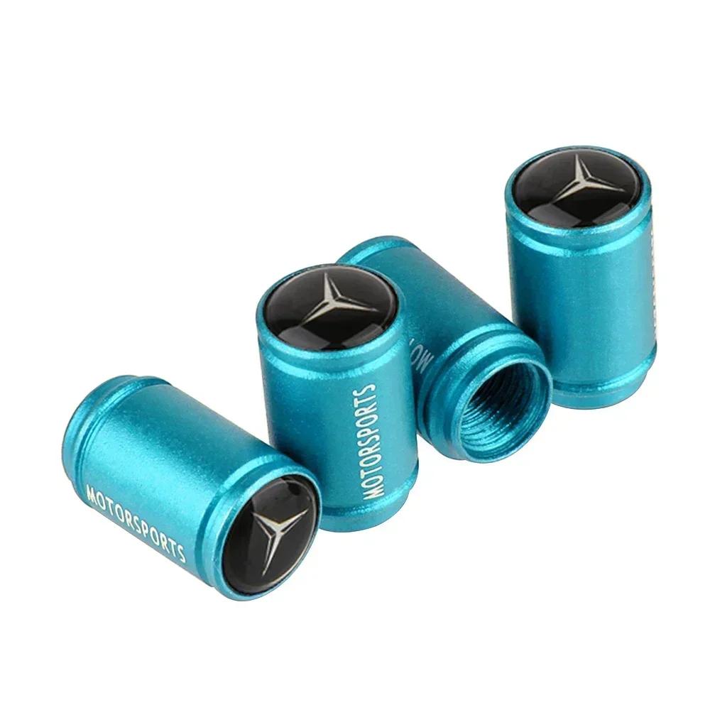 2025 Hot 4Pcs Matte Metal Car Wheel Tire Valve Caps For Mercedes Benz W210 W211 W212 W176 W164 C180 W222 CLK Air Nozzle Cover Ac