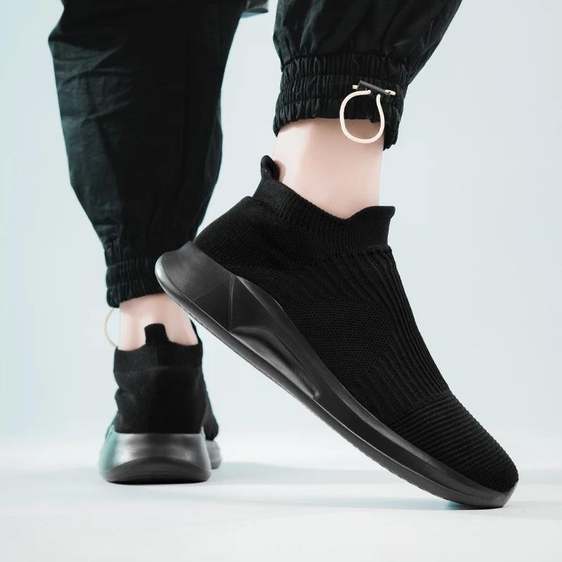 Модная мужская обувь Модные сетчатые носки Обувь для отдыха на открытом воздухе Плоская подошва Противоскользящая дышащая Повседневная спортивная вулканизированная обувь Zapatos Casuales