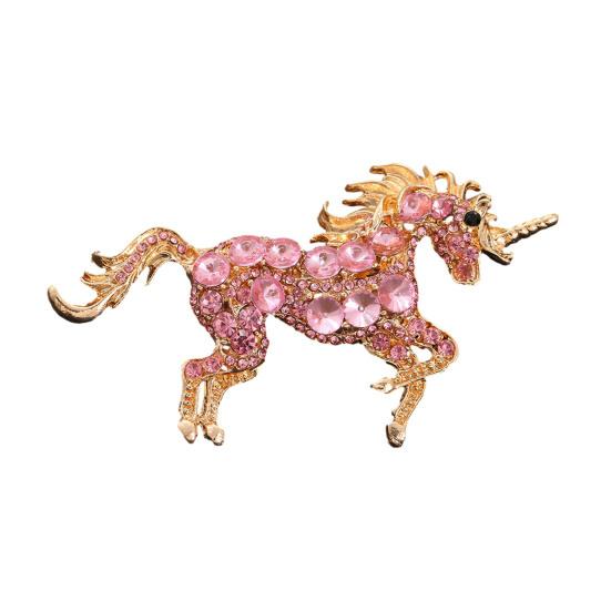 Brooch Pin Horse Design Enamel Pin with Imitation Crystals Enamel Faux Pearls Fairy Tale Brooch Artistic Accessories