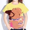 Girl's Clothing Cute Capybara Pattern T-shirt Short Sleeved Children's Cartoon Top