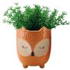 [A2498] - Orange 'Chouette' Ceramic Pot Cover - 13x10 Cm