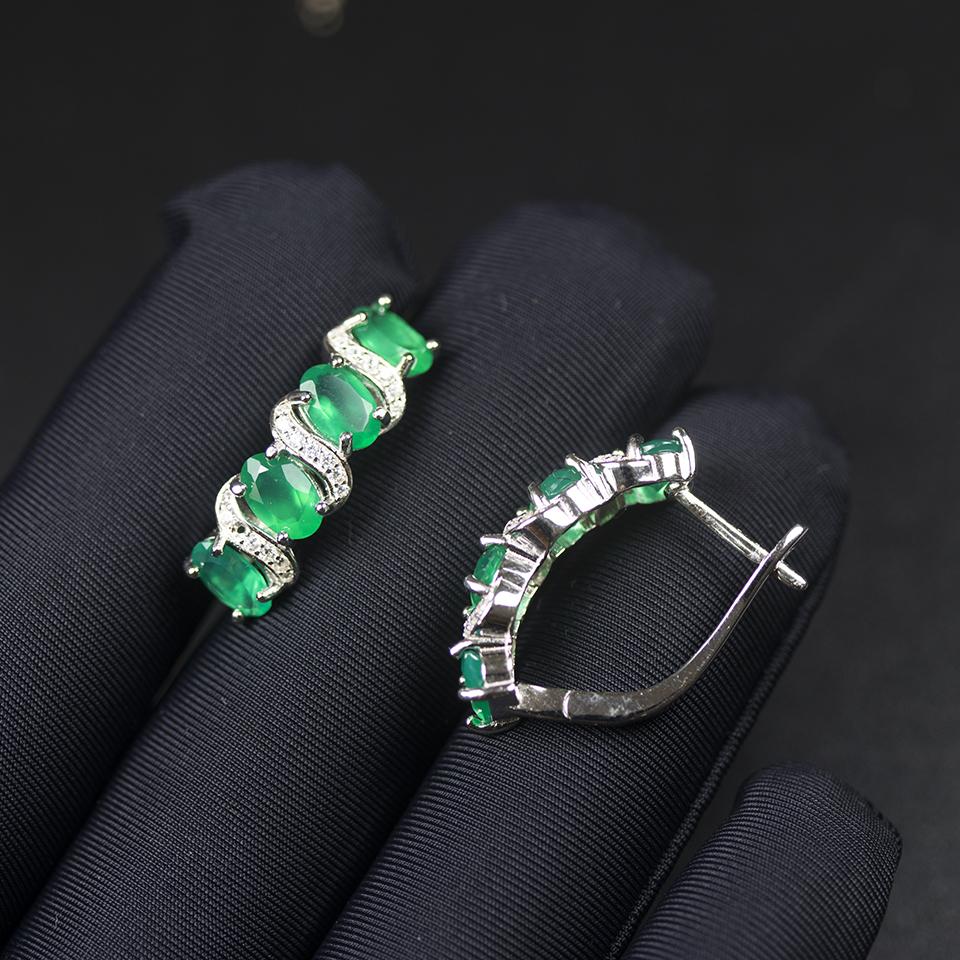 925 Sterling Silver Natural Agate Jewelry Sets Kits Clasp Earrings Elegant Ring 6*4mm Gemstone for Woman Wedding Gift New