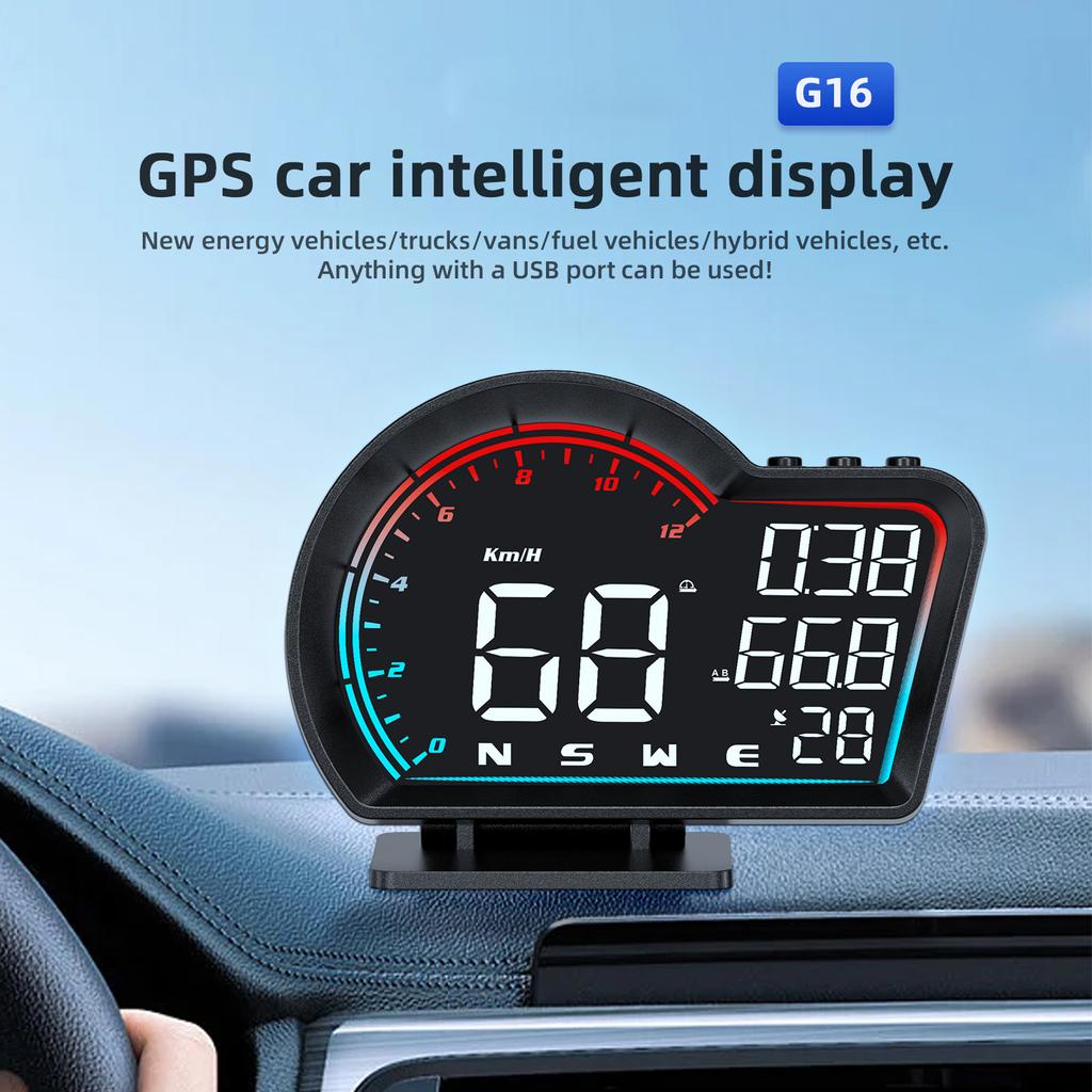 Автомобильные аксессуары G16 Head Up Display GPS Цифровой измеритель скорости Электроника Спидометр Проектор Дисплей Цифровая панель для всех автомобилей