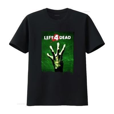Футболка с отпечатком руки зомби Left 4 Dead 2008 Черная Размер винтаж Стирка Унисекс Удобная мода Дышащая мужская