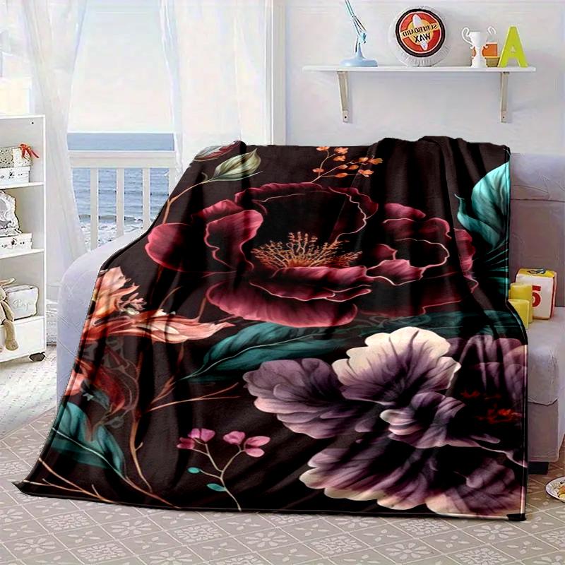Stained Glass Peonies Blanket Flannel Blanket Throw Blanket Sofa Cover Blanket Soft Premium Blanket Picnic Blanket Tv Blanket Gifts