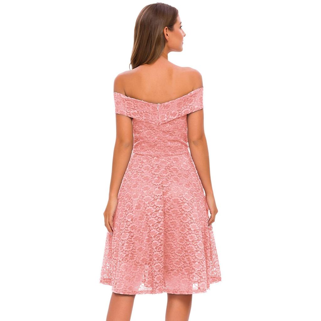 Платье женское Deer с запахом спереди, с открытыми плечами, в стиле бардо, с цветочным кружевом, миди-юбка-клеш, для выпускного вечера, коктейля, формальной вечеринки, наряда для подружки невесты, свадебного гостя, для особого случая