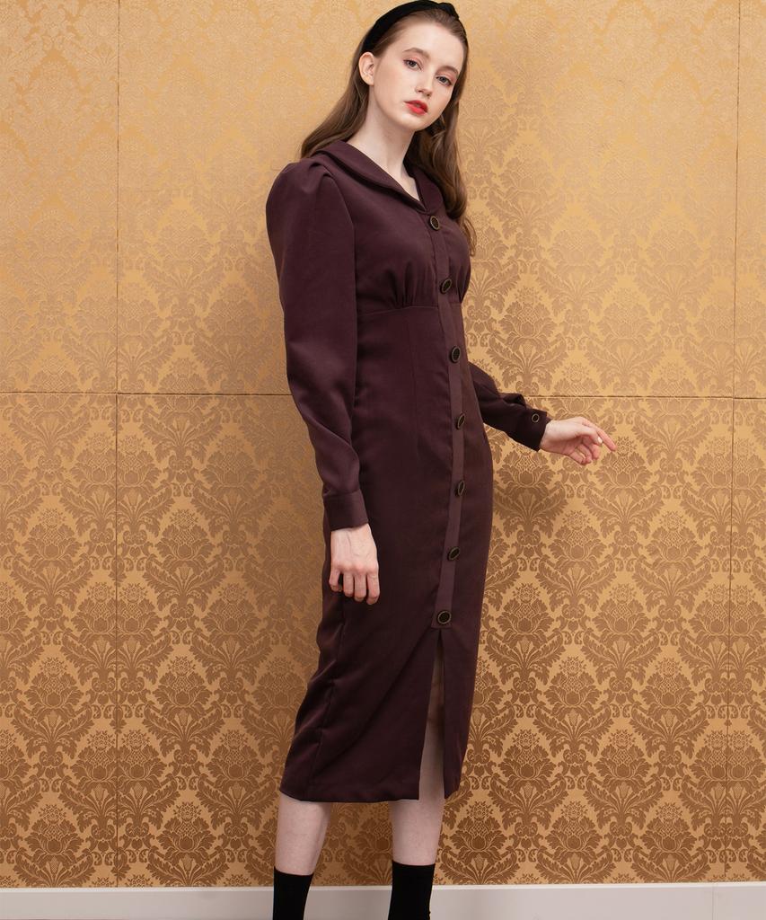 Kathrin Voluminous Sleeve Dress Burgundy