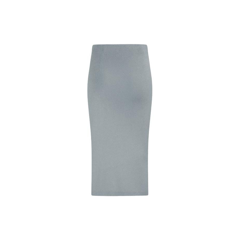 Calvin Klein SS23 Однотонная облегающая трикотажная юбка-миди с разрезом Женская нижняя часть Серая J221128-PN6