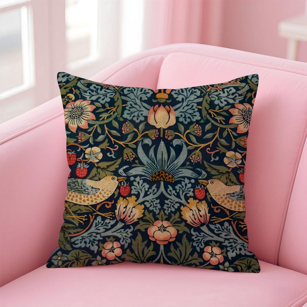 Art WWilliam Morris Cushion Cover Pillow Case Soft Skin Friendly Fabric Comfort Concealed Zipper