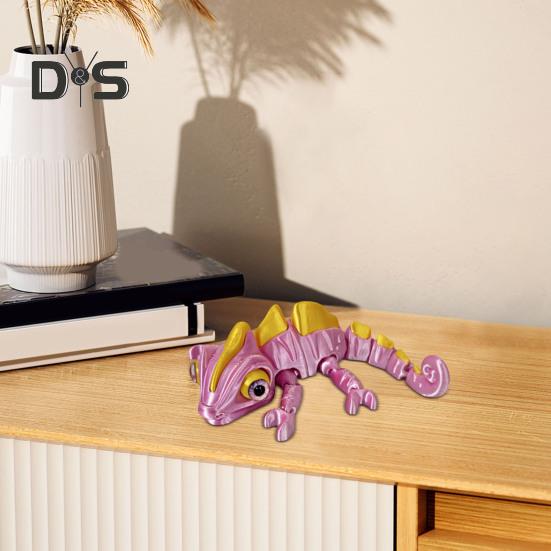 3D-печатная фигурка хамелеона, подвижные глаза, мини-фигурка ящерицы, шарнирная модель животного, игрушка, украшение для дома, офиса, книжной полки, рабочего стола