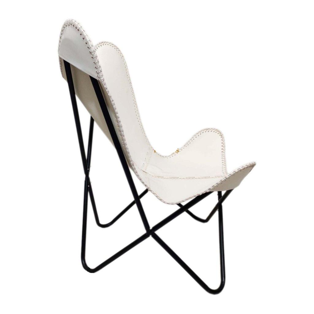 Стул кожаного офиса Хандмаде белого кожаного стула бабочки удобный