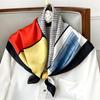 New Summer Korean Version Color-blocking Emulated Silk Small Square Scarf for Women's Seaside Sun Protection Scarf Fashionable Scarf Big Shawl