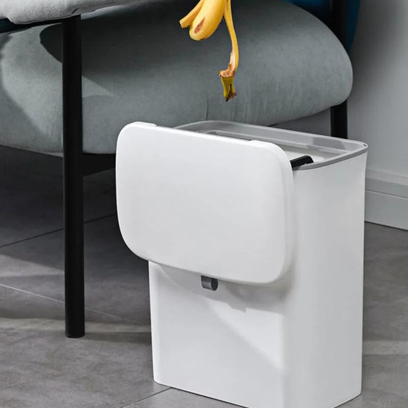 Wall Mounted Kitchen Waste Bucket Non Perforated With Cover Waste Storage Bin Kitchen Bathroom Large Capacity Garbage Bin