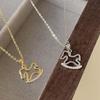 1/2Pcs Fashion Cute Shiny Zircon Hollowed-Out Wooden Horse Pendant Necklace For Woman Girls Collarbone Chain Jewelry Gift