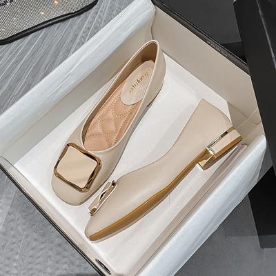 Весенние туфли для женщин Туфли-лодочки на низком каблуке Кожаные туфли на высоком каблуке OL Fashion Slip-on Loafers