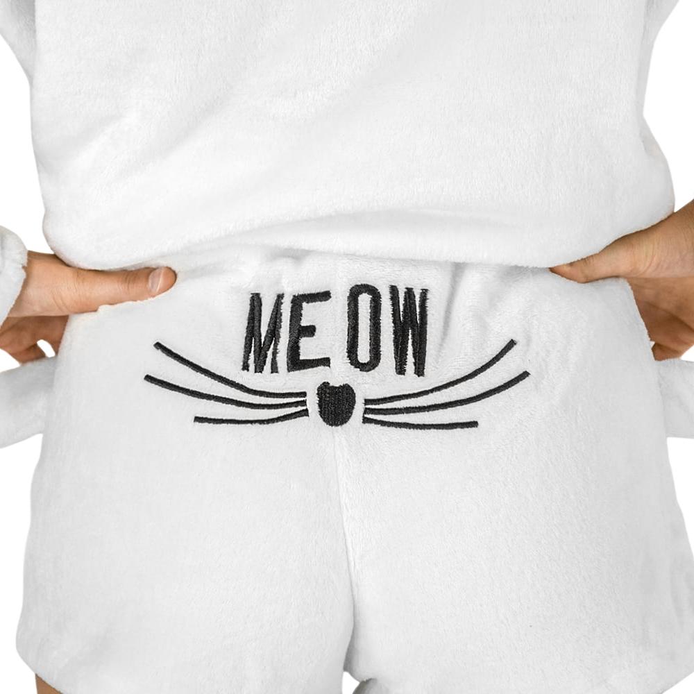 Birthday gift set women's plush winter pajama set shorts white XL L