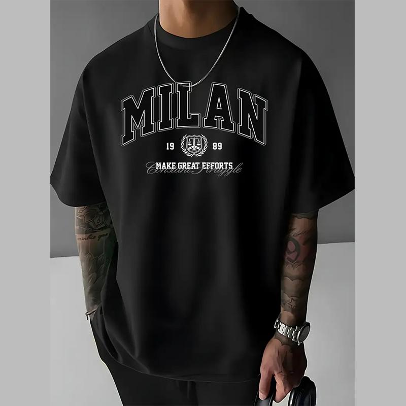 New Summer Men's Fashion T-shirt Personality Versatile Printed Men's T-shirt Top