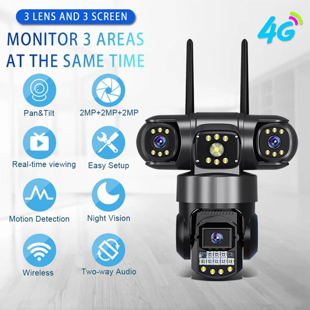 V380pro 15MP 3 объектива 4G/Wifi камера AI обнаружение человека ночное видение водонепроницаемая охранная видеонаблюдение IP камера 8K CCTV монитор