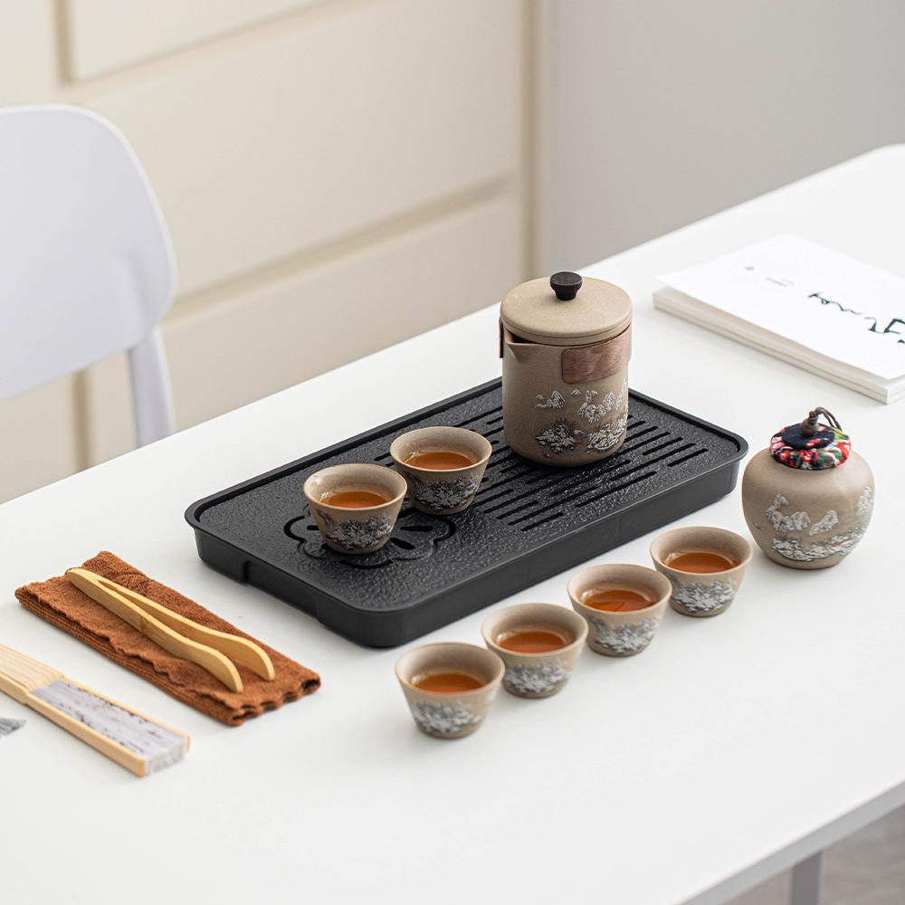 New Chinese coarse pottery Kuaike cup portable travel teapot teacup Kung Fu tea set company gift